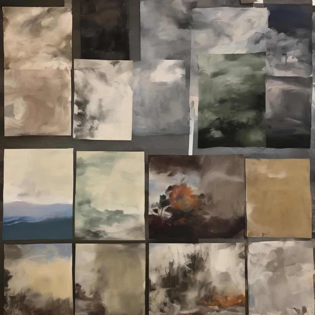 Ρυθμός και χάος στη μορφή, αφηρημένα έργα τέχνης με δυναμικές πινελιές.